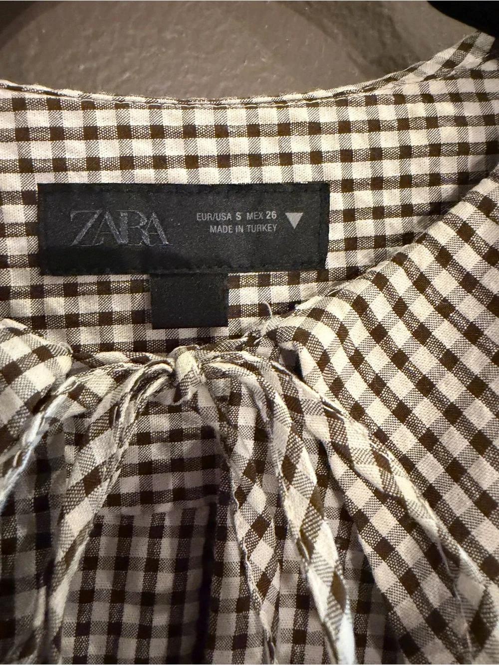 Zara BIB COLLAR GINGHAM SHIRT